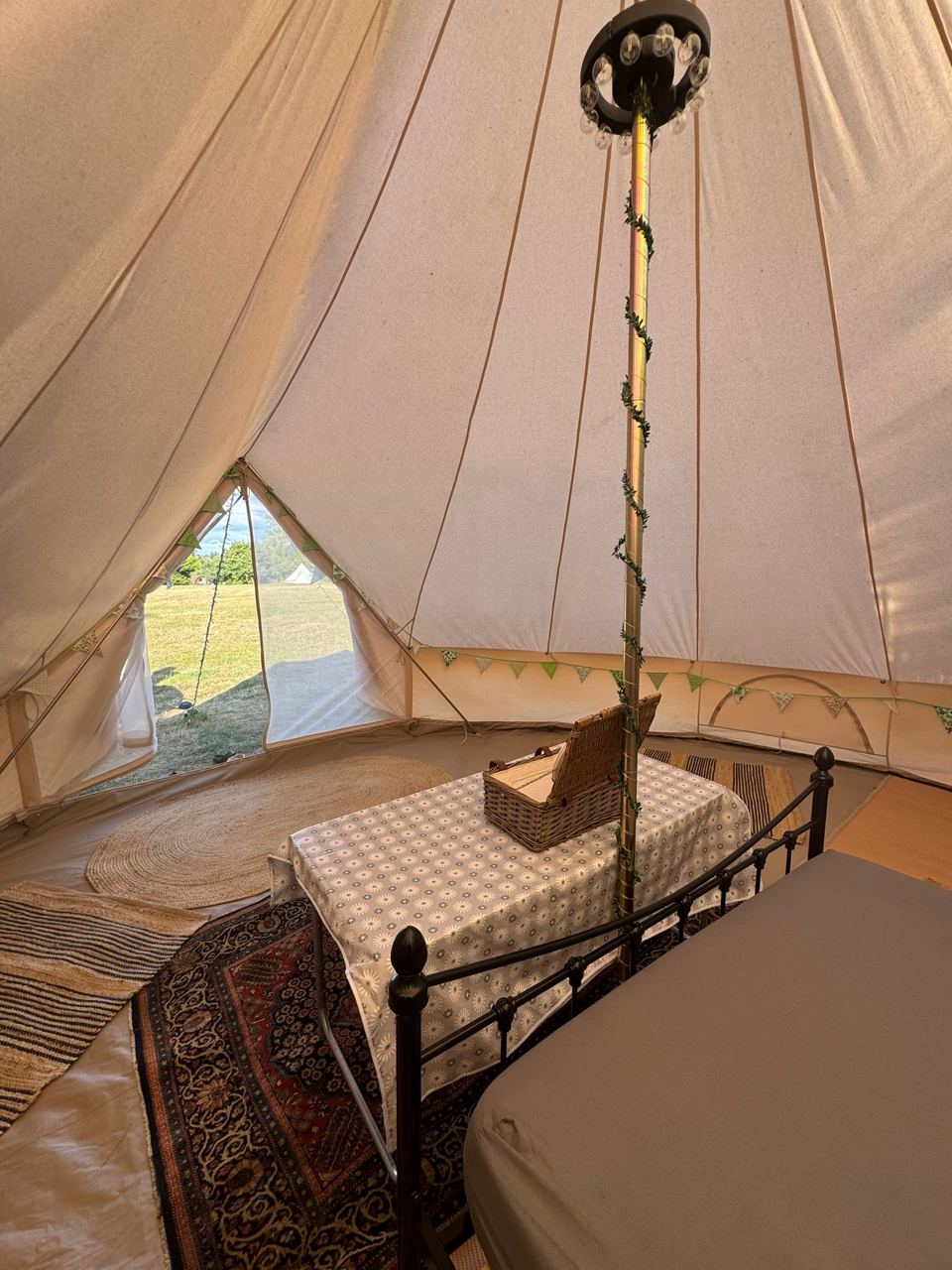 Inside the bell tent