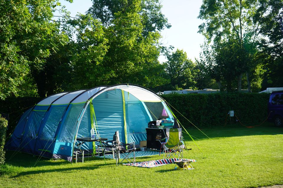 Tent on a grass pitch