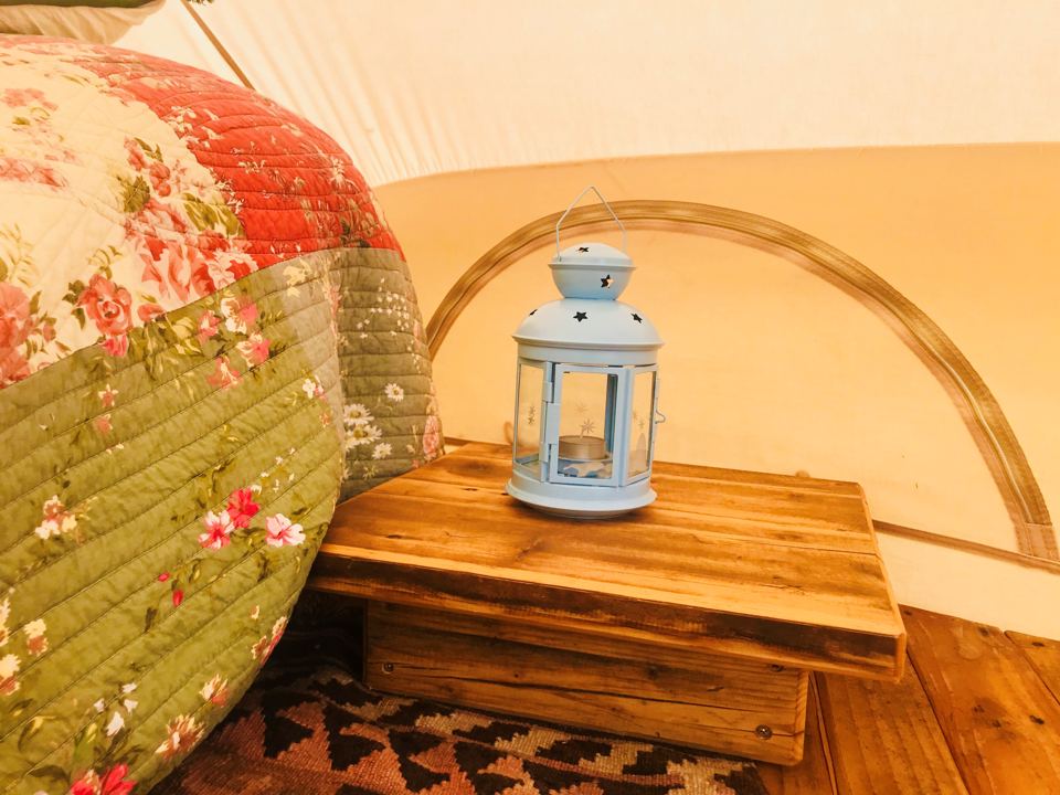 Bell tent bedside detail
