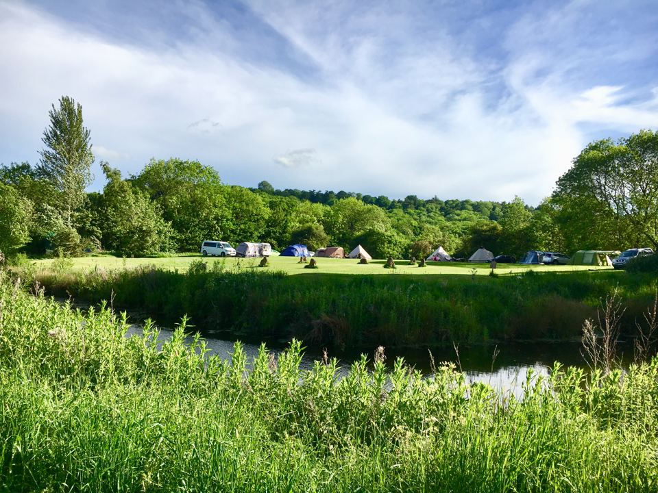 Camping field across the moat