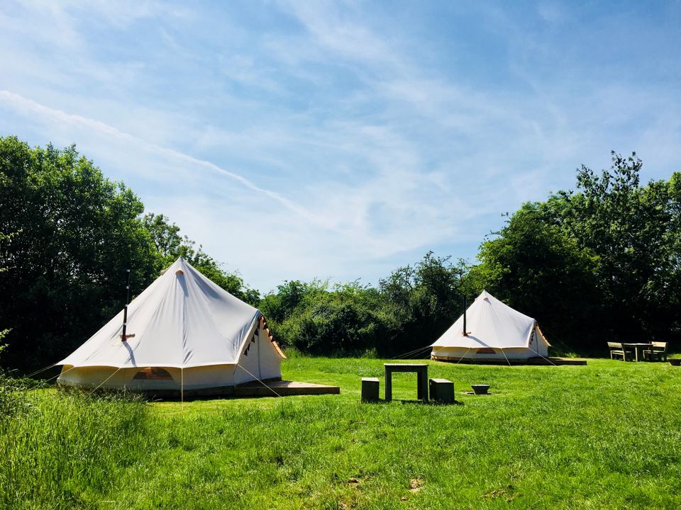 Bell tents on the grass