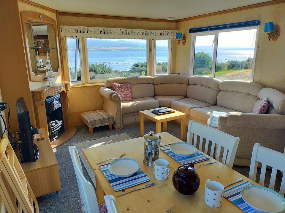 Caravan lounge with firth view