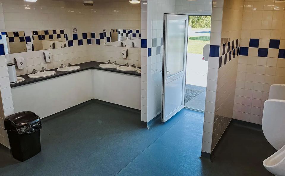 Inside the toilet block