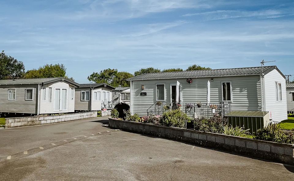 Static caravans by the road