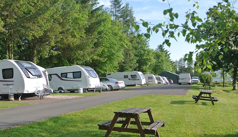 Caravans on the touring pitches