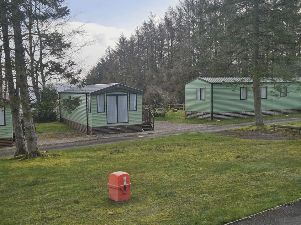 Green lodges on the grass