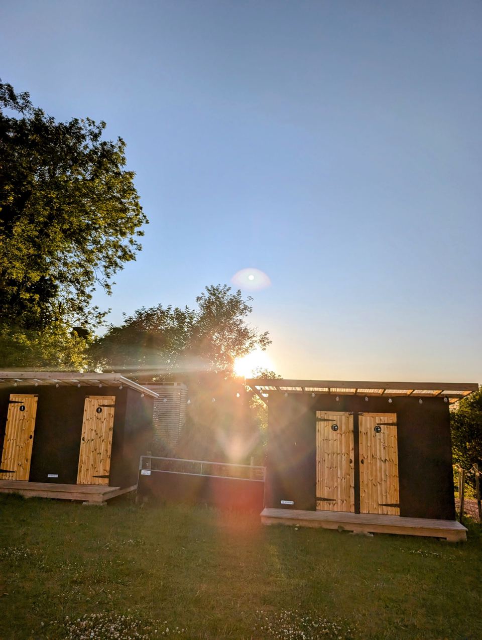 Toilet block at sunset