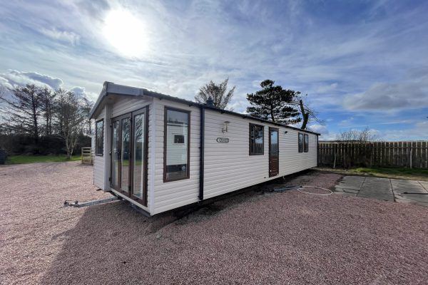 Static caravan on gravel