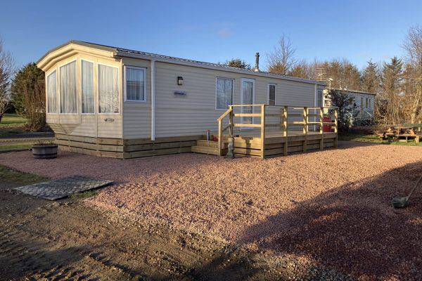 Static caravan with veranda