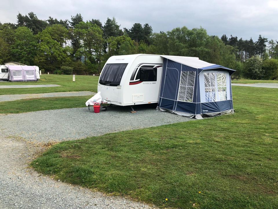 Caravan on gravel hardstanding