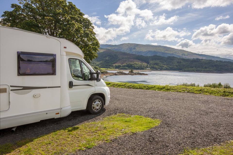 Motorhome beside the loch
