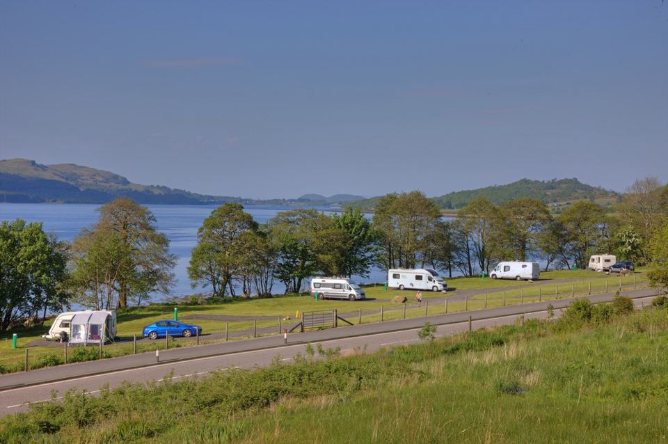 Row of pitches by the water