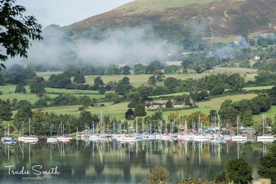 Valley fields and misty hills