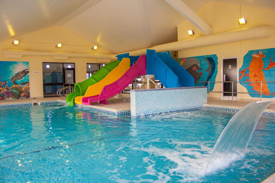 Indoor pool with slides
