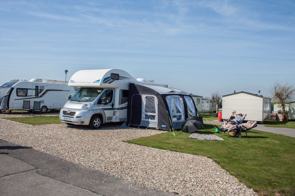 Motorhome on gravel pitch