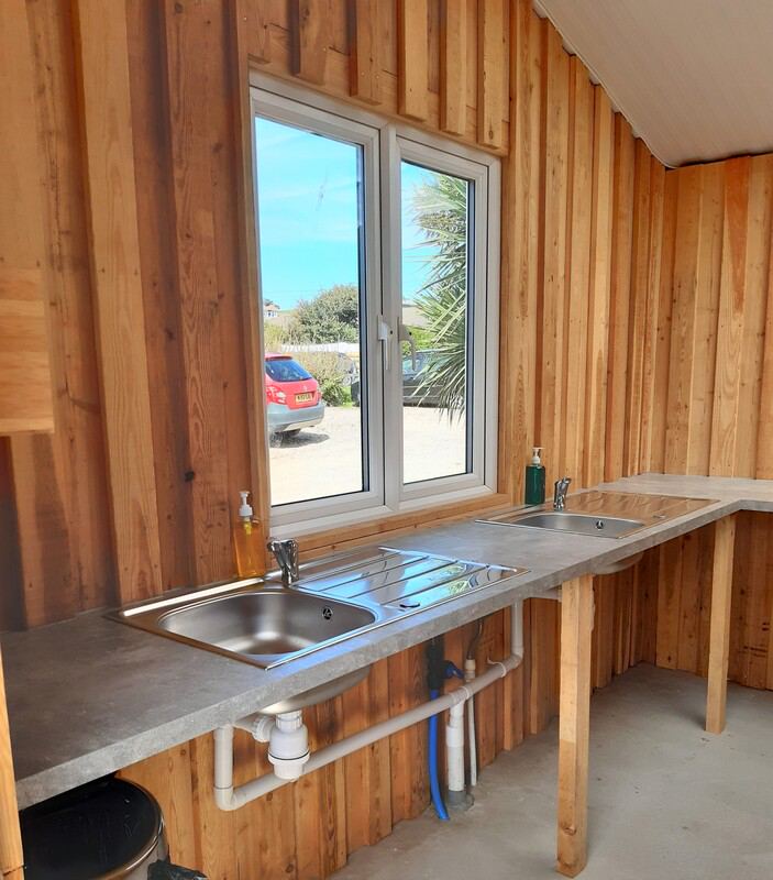Wash-up sink in a timber unit