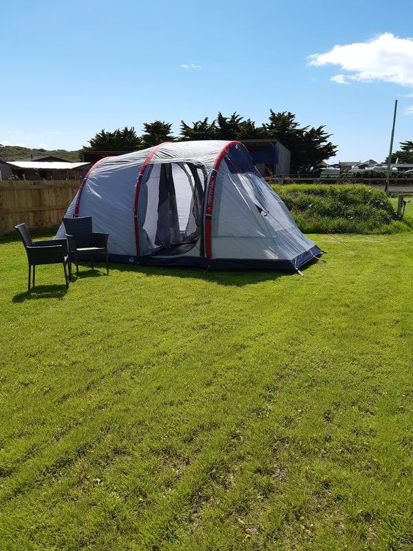 Tent on the grass pitch