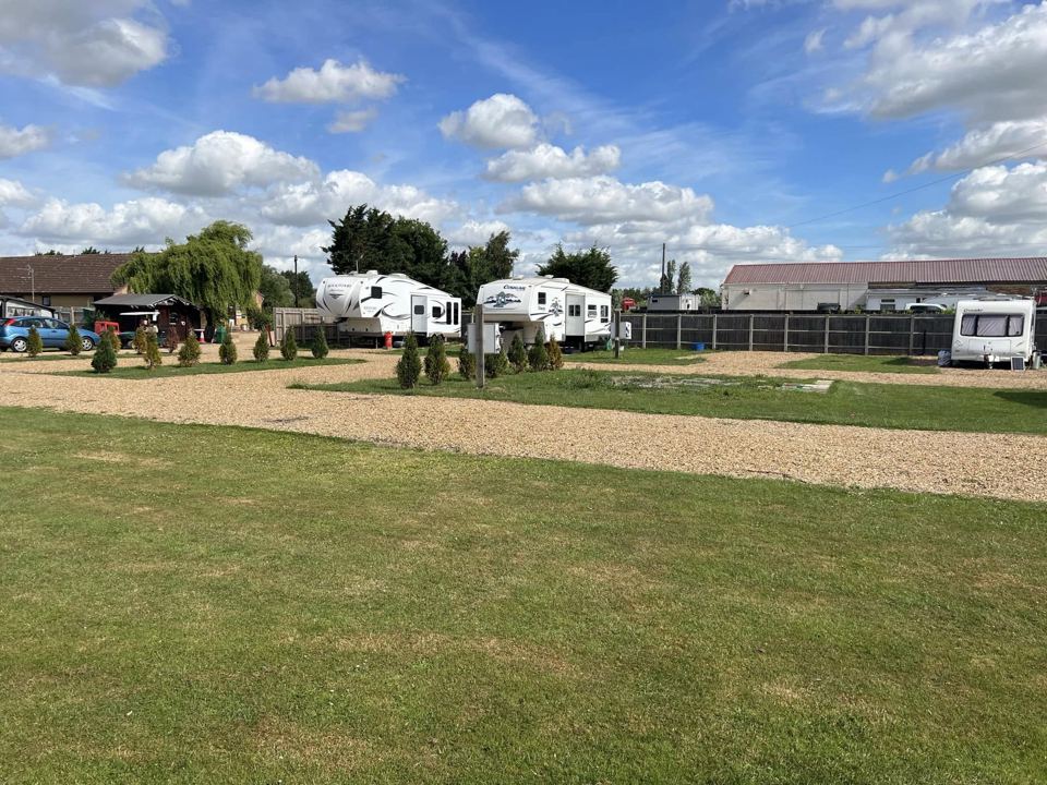 Caravans beside the grass