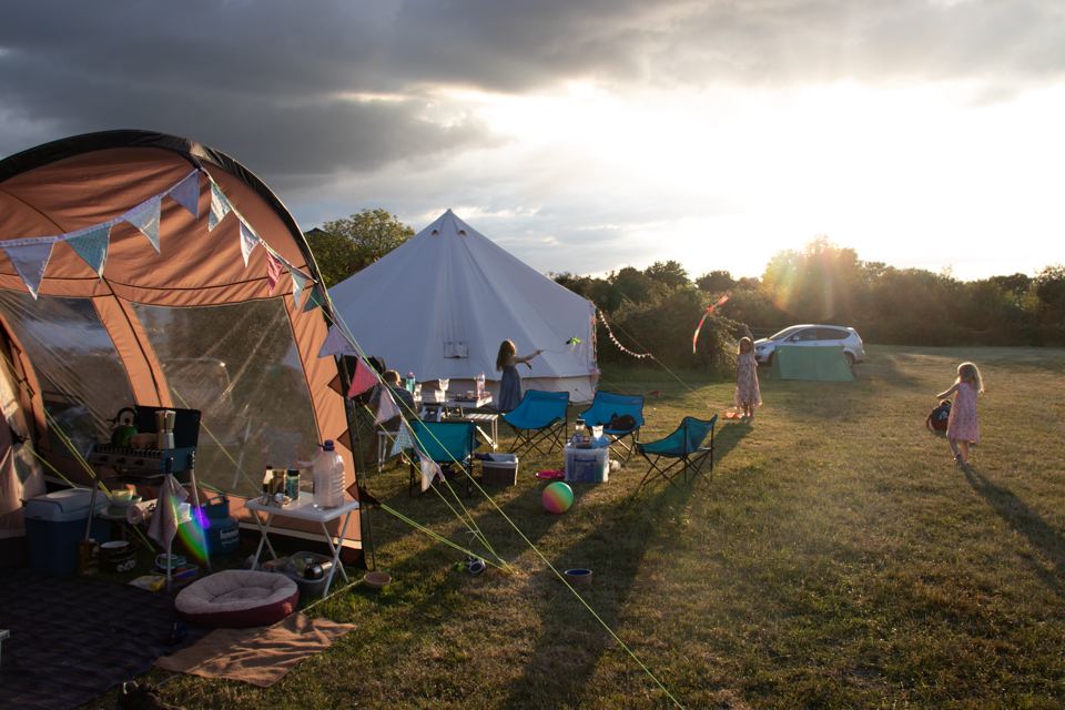 Tents in evening light