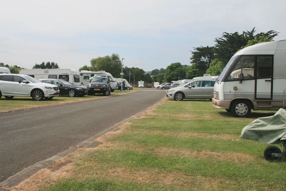 Motorhomes beside the access road