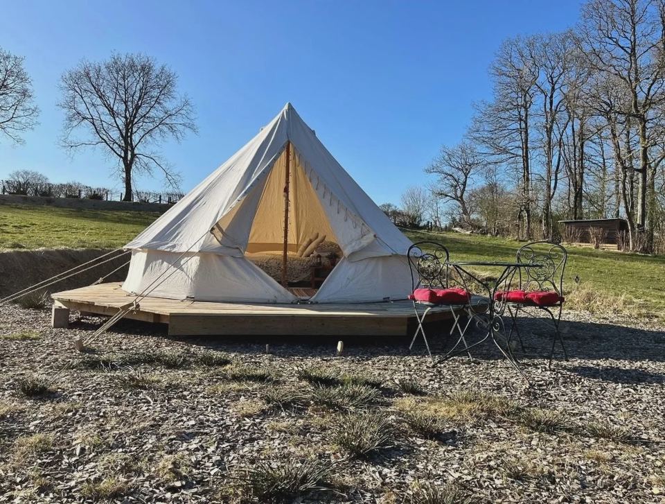 Bell tent on its platform
