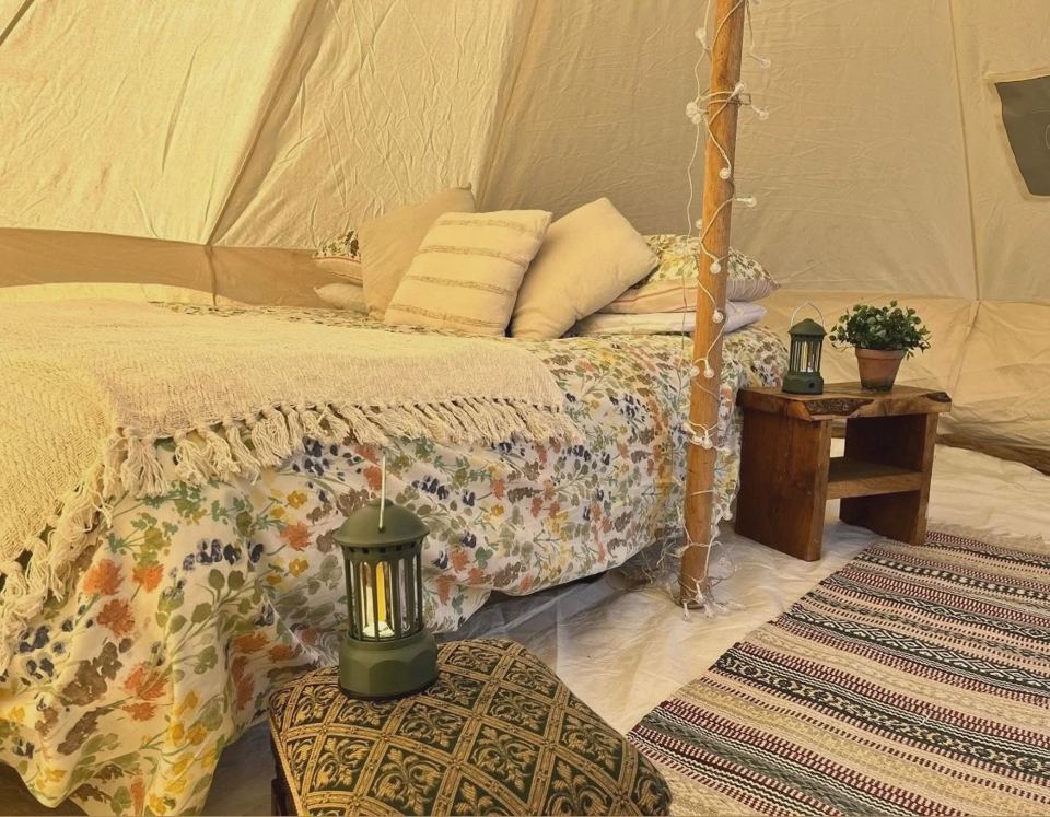 Inside the bell tent
