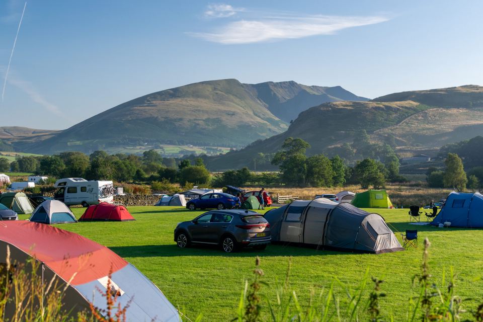 Tent pitches with mountain views