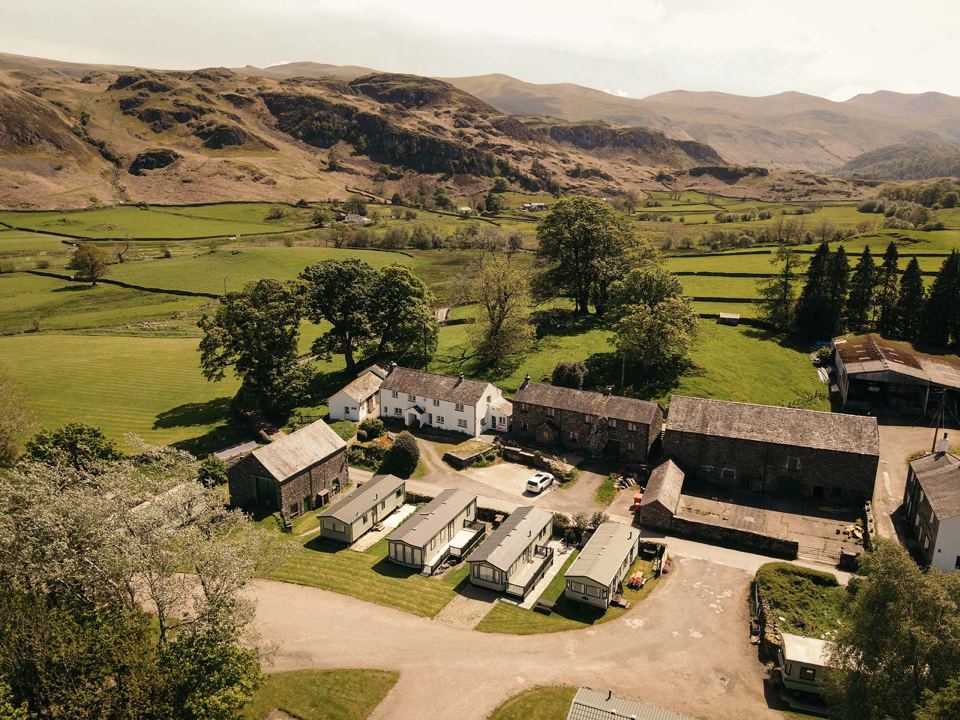 Aerial view of the farm and pitches