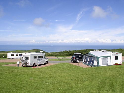 Caravans and motorhome with sea view