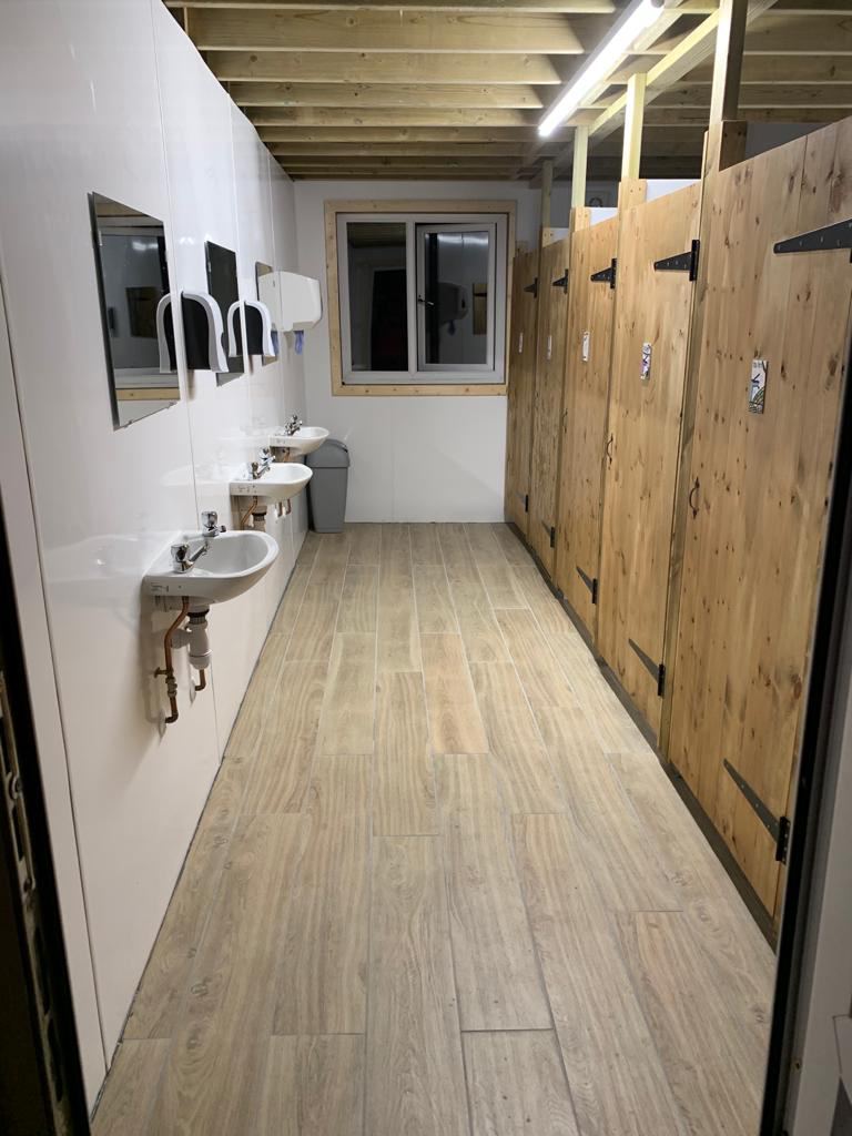 Inside the washroom with sinks