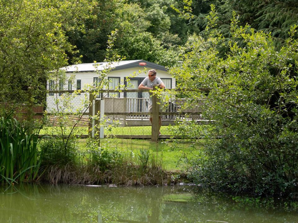 Caravan beside the pond