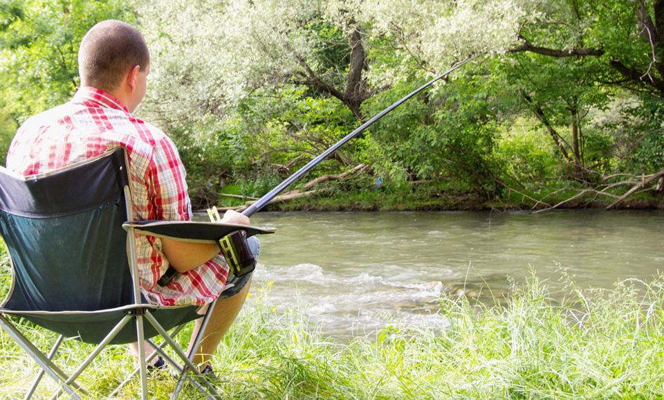 Fishing from the river bank
