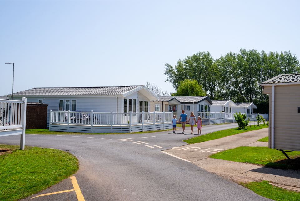 Static caravans along the park road