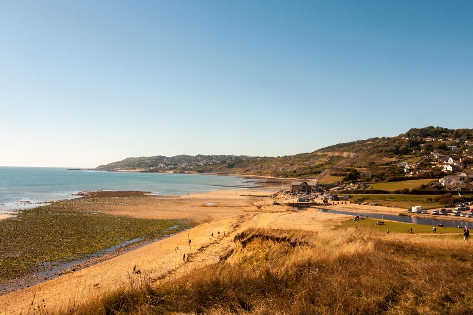 Sandy beach below the cliffs