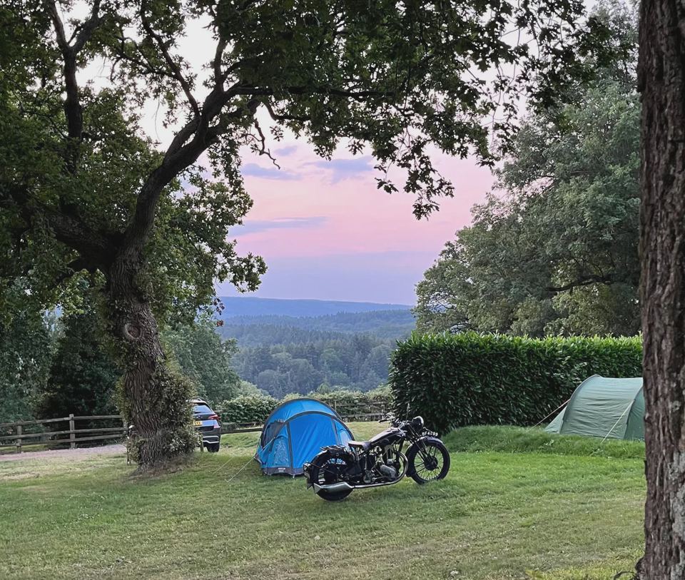 Tent pitch with valley view