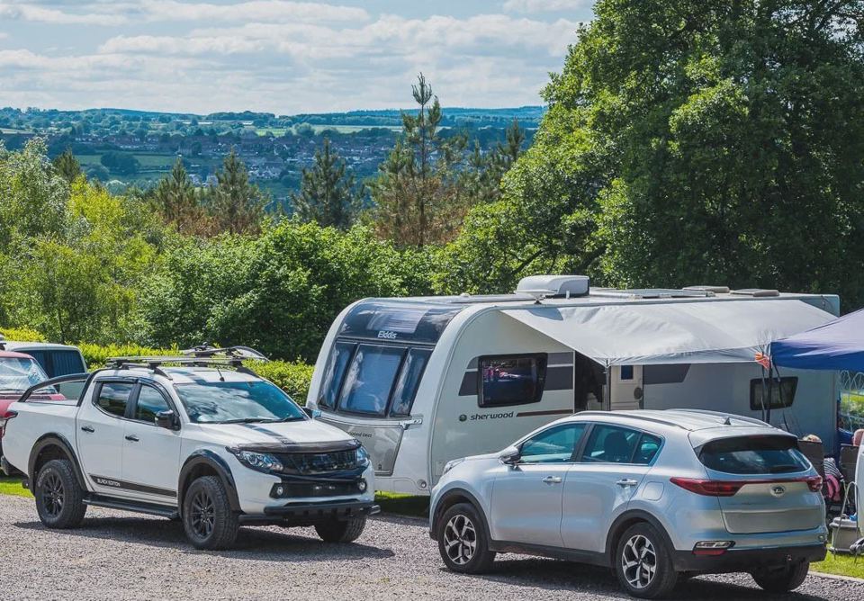 Caravan pitch with distant views