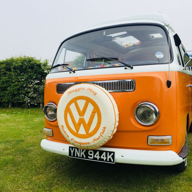 Vintage VW camper on the grass