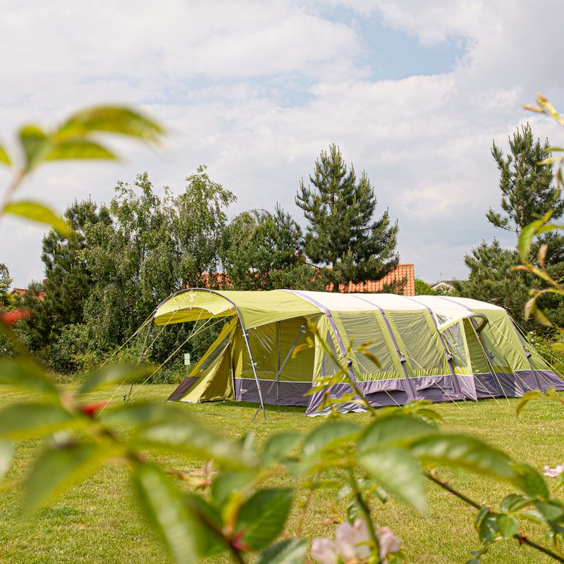 Family tent on a grass pitch