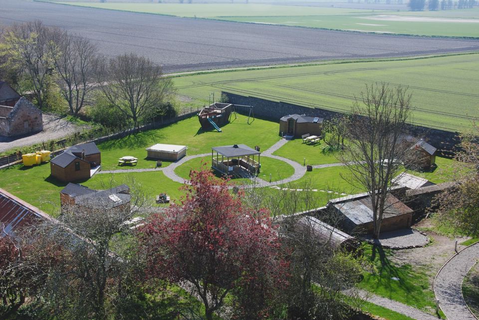 Glamping garden from above