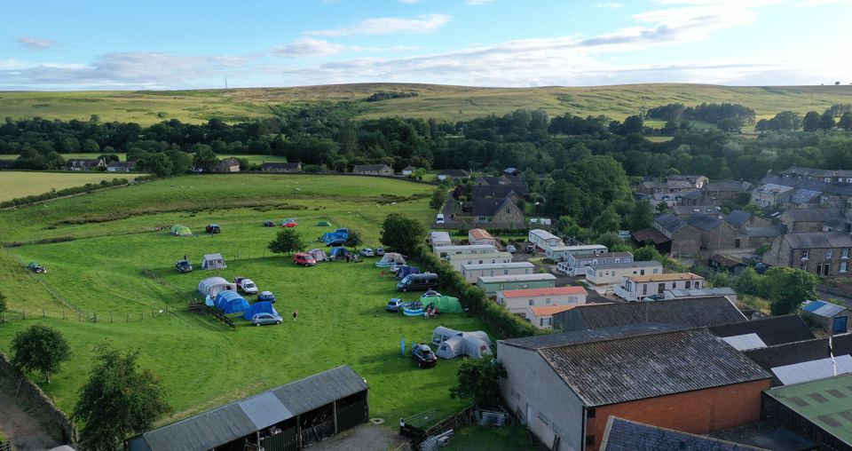 Campsite and village from above