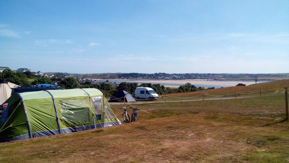 Tent pitch with a view over the estuary