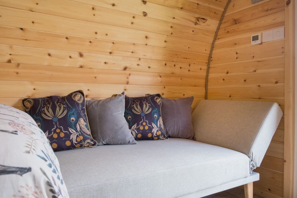 Sofa bed inside the pod