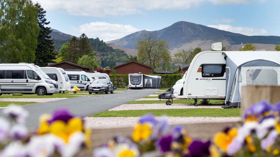 Caravans on the pitches with fells