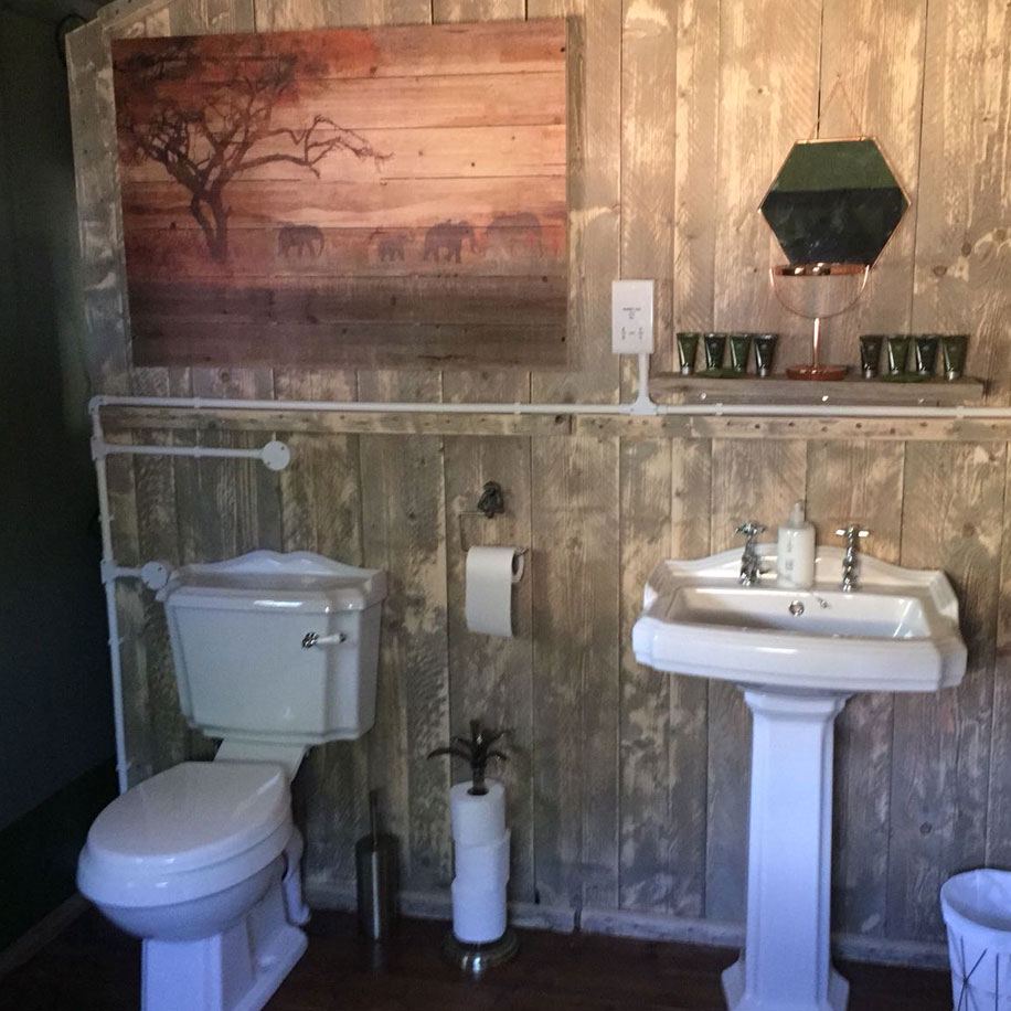 Safari tent toilet and basin