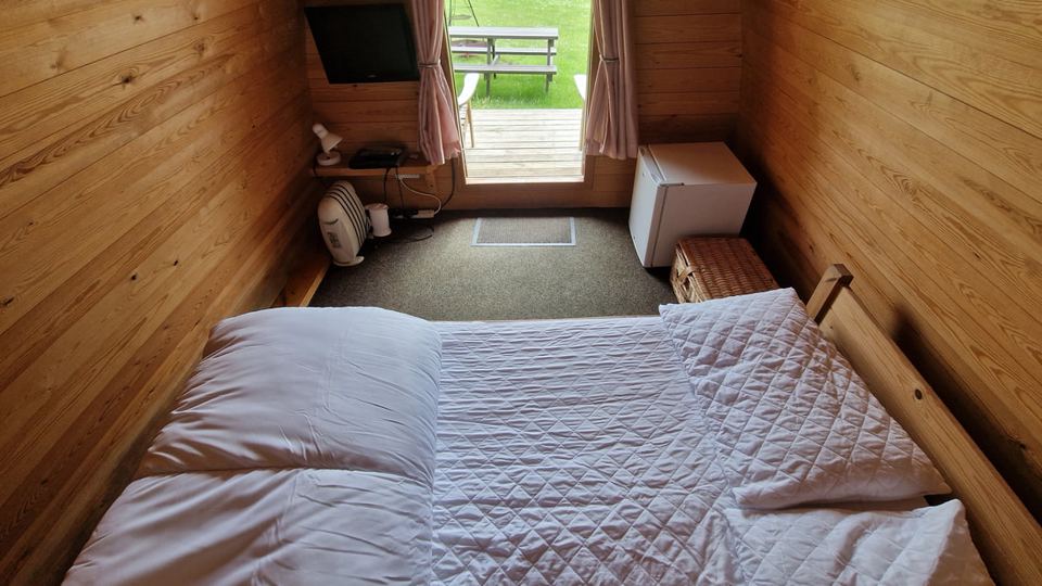 Inside the camping pod