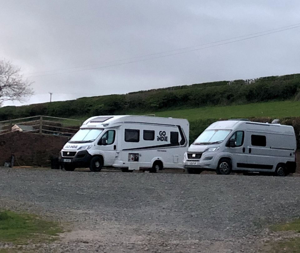 Motorhomes on the gravel pitches