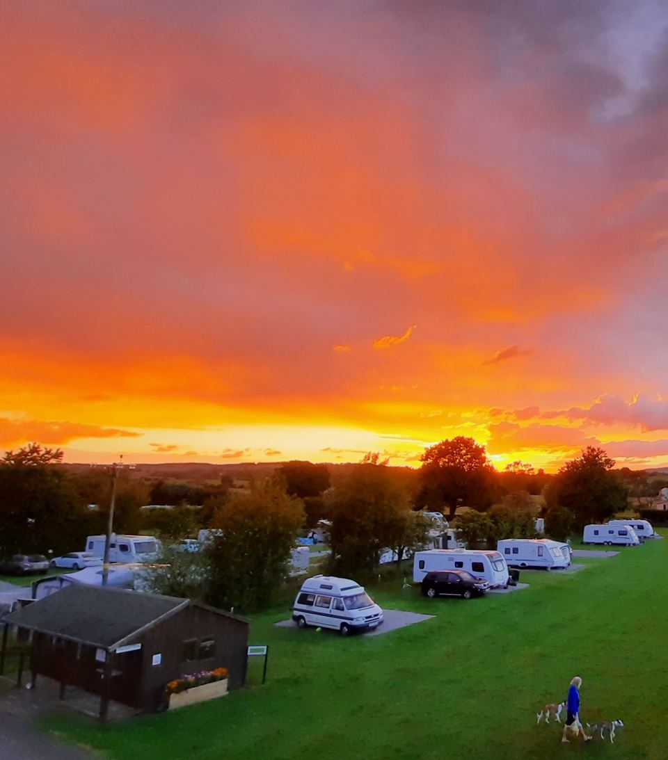 Pitches at sunset