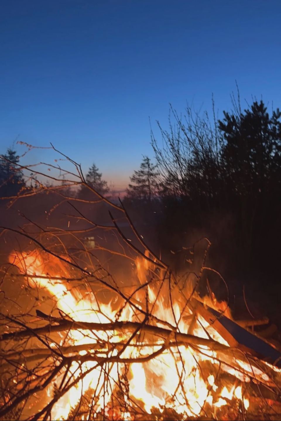 Campfire at dusk