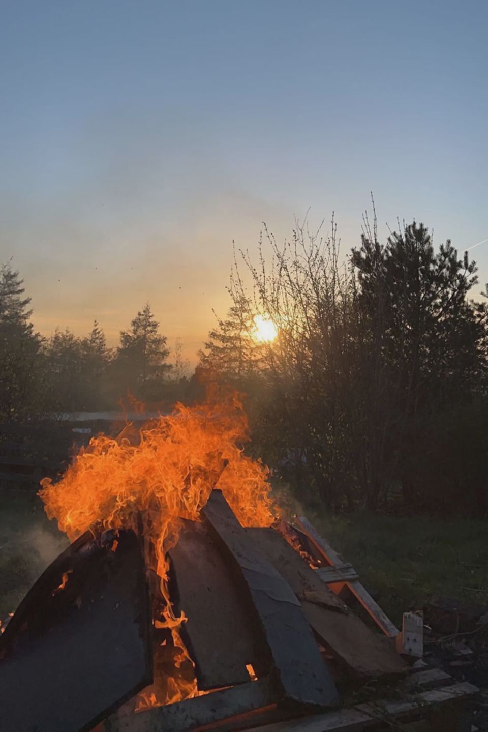 Bonfire at sunset