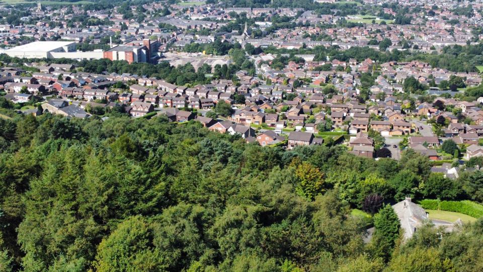 Oldham rooftops from the hill